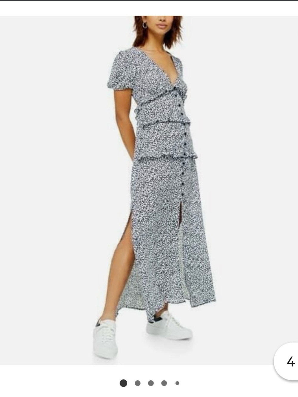 Topshop Black and White Printed Button-Front Maxi Dress